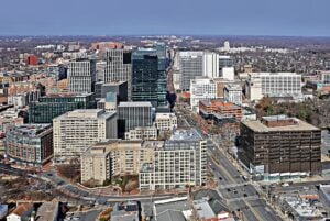 Bethesda, Maryland - Looking North Up Wisconsin Ave denoting Locksmith Service in Bethesda MD